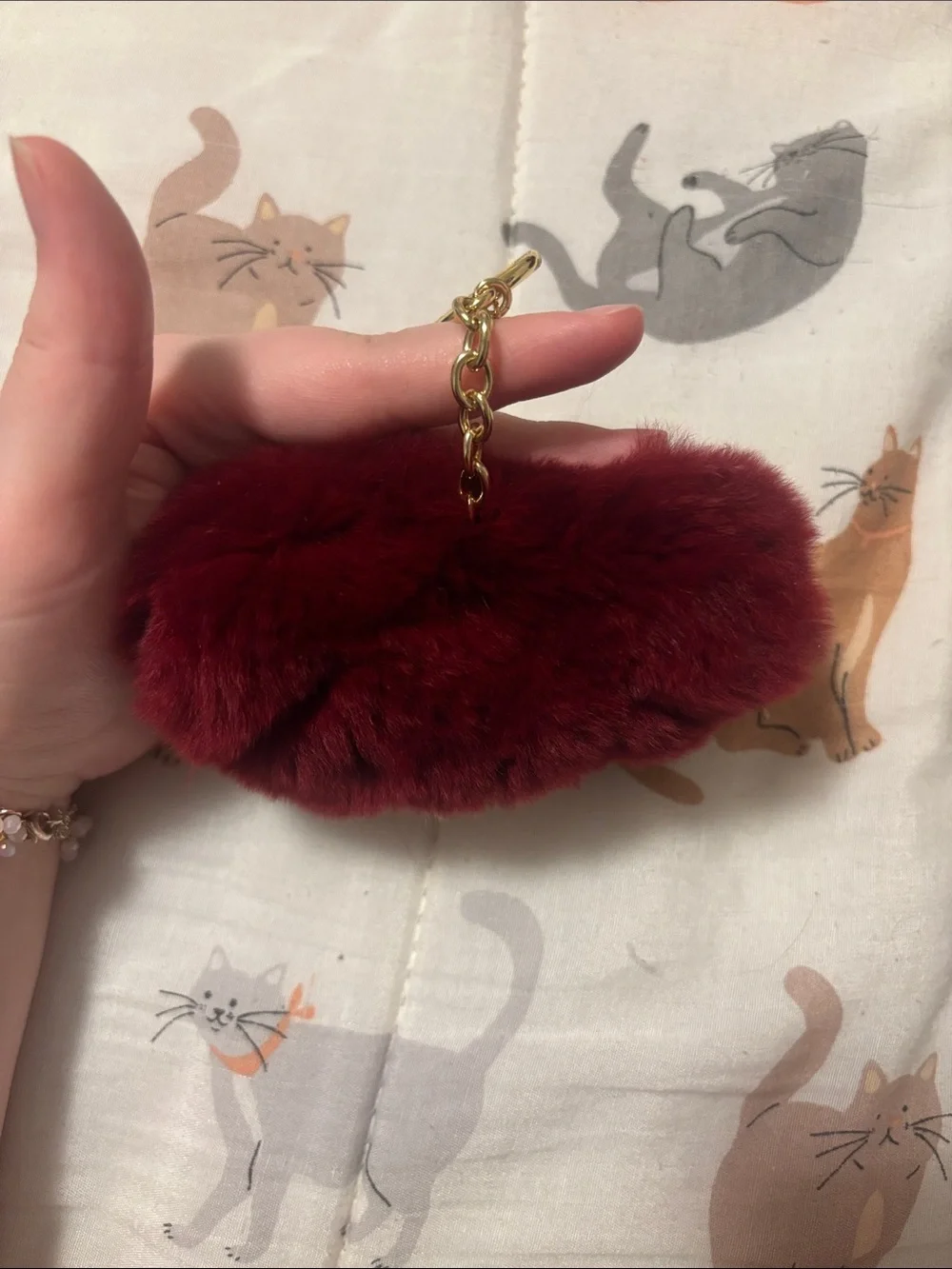 michael kors teddy bear pom pom keychain